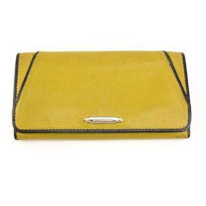 BURBERRY Chartreuse Leather & Logo Long Wallet rz